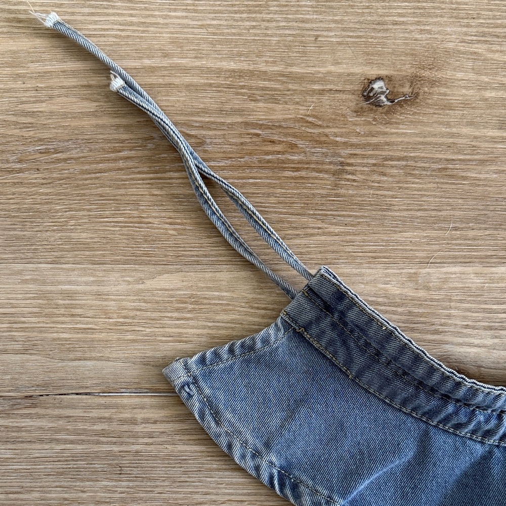 Denim Halter Ruffle Tank Top - Light Blue - Picture 3 of 5